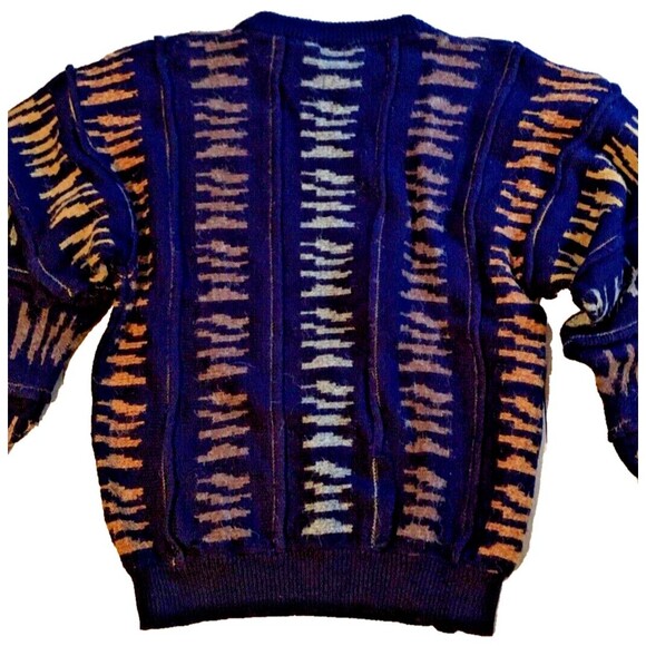 K. Cosa 3D Textured Knit Crewneck Sweater Mens Size L  VTG 90s Mod Pullover - Picture 7 of 13